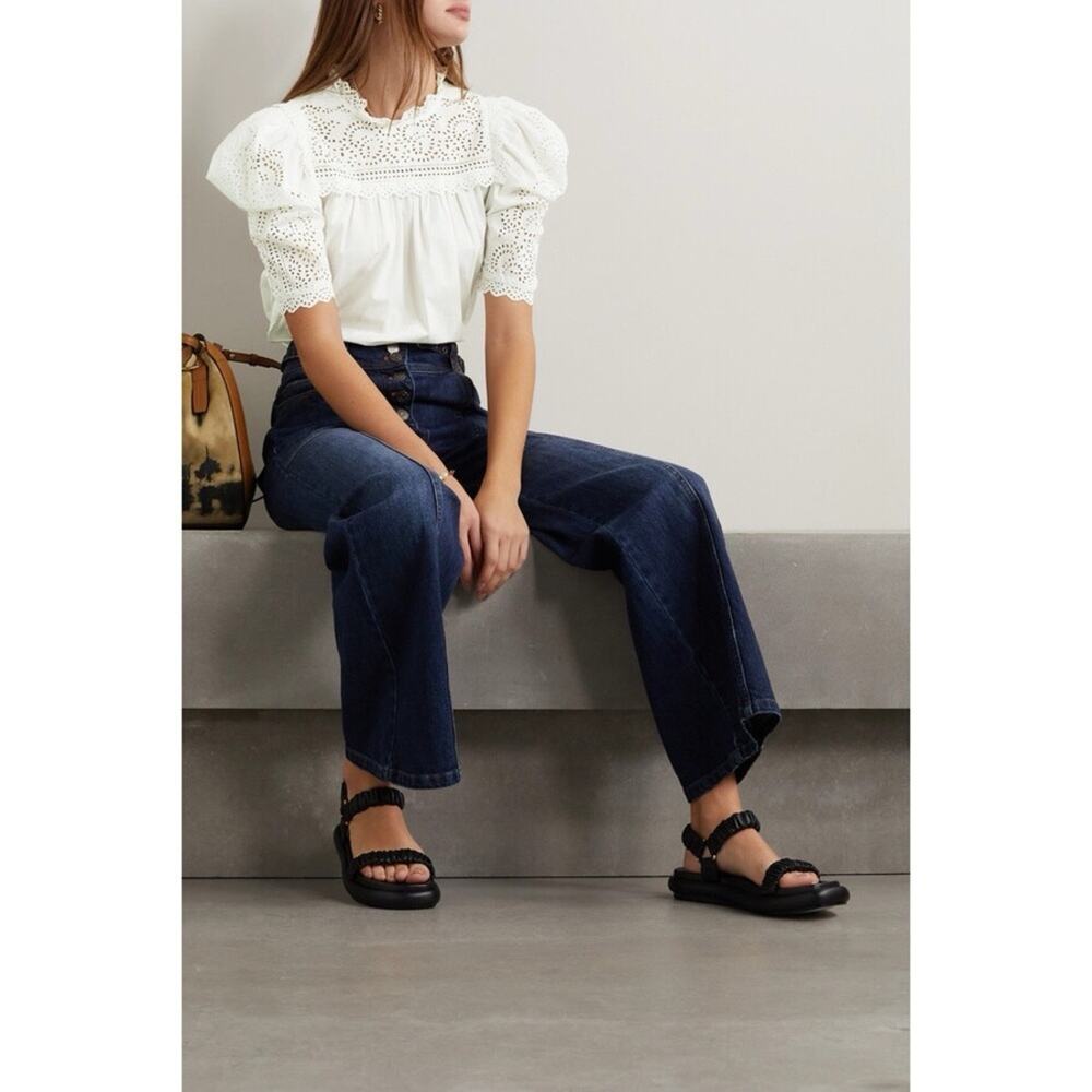 Ulla Johnson Yvonne Broderie Anglaise Cotton-poplin Blouse - White Sz 0 - Picture 2 of 10